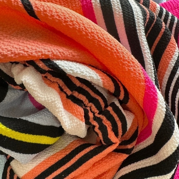 Charles Henry Dress High Low Ruffle Top On/ Off Shoulder Stripe Flounce Bottom - Picture 13 of 14